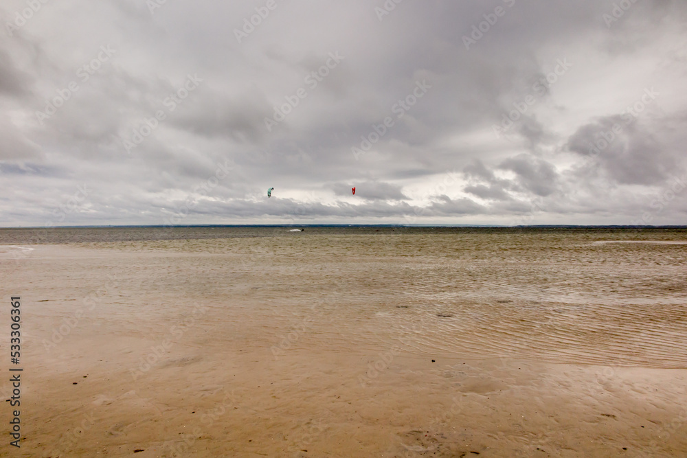 Learning Kitesurfing in the shallow waters of the Puck Bay from the side of the Hel Peninsula Learning Kitesurfing in the shallow waters of the Puck Bay from the side of the Hel Peninsula