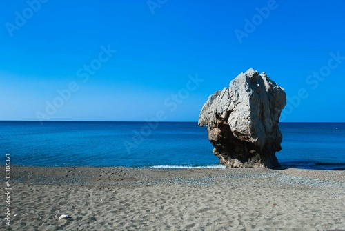 Sea Beach with large Stone in Poland
