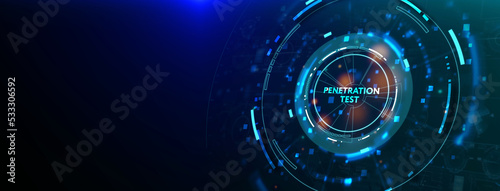PENETRATION TEST inscription, cyber security concept. 3d illustration