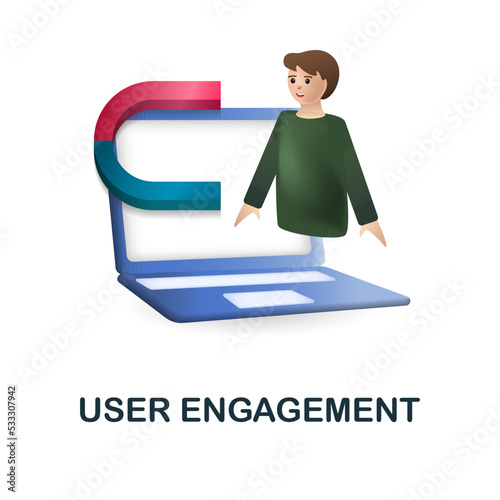 User Engagement icon. 3d illustration from content marketing collection. Creative User Engagement 3d icon for web design, templates, infographics and more