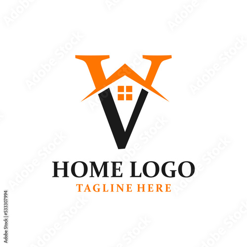 Letter V House Logo Design Template Inspiration, Vector Illustration.