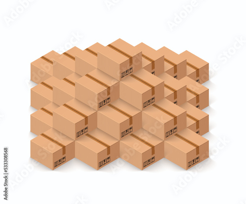 Stack of cardboard boxes. Vector illustration of shipping or delivery concept