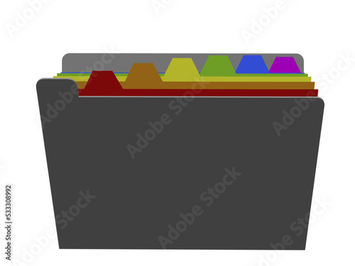 Opened colorful file folder...