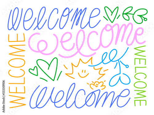 Hand-drawn Welcome Line Art