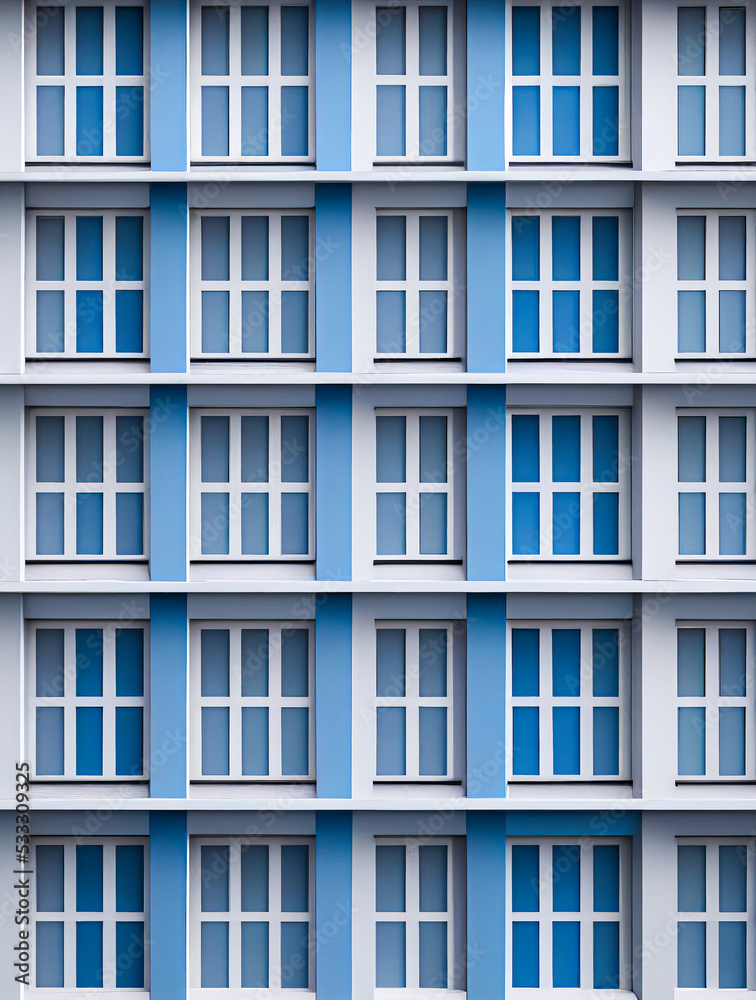 Fototapeta premium Modern facade of a building, minimalist architecture, colored architectural texture, 3D rendering