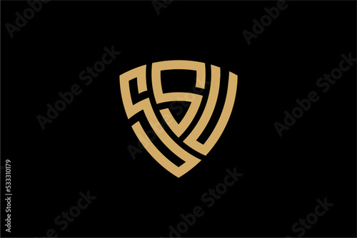 SSU creative letter shield logo design vector icon illustration photo