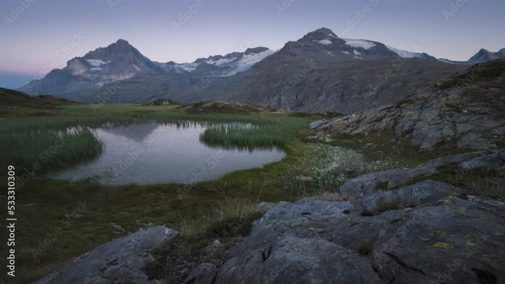 Time lapse of sunrise ove Lac Bellecombe, Parc de Vanoise French Alps Time lapse of sunrise ove Lac Bellecombe, Parc de Vanoise French Alps