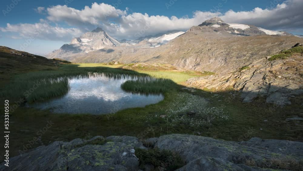 Time lapse golden hour over Lac Bellecombe, Parc de Vanoise, French alps Time lapse golden hour over Lac Bellecombe, Parc de Vanoise, French alps