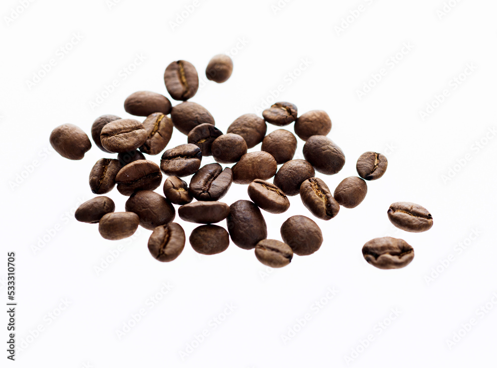 Group of coffee beans isolated on white background Group of coffee beans isolated on white background