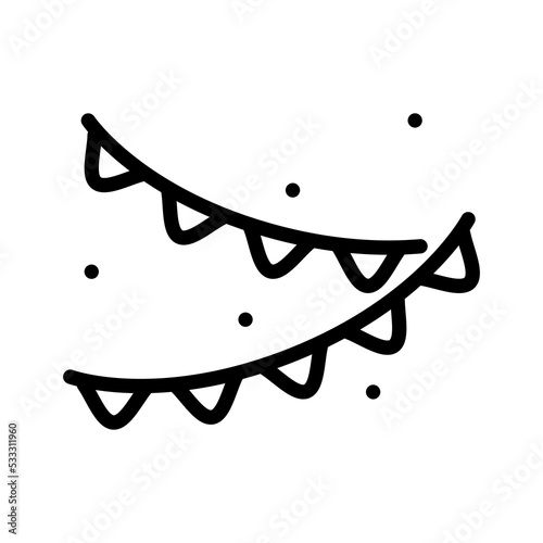 Festive decorations, tinsel line icon, editable stroke, vector outline high quality for UI.