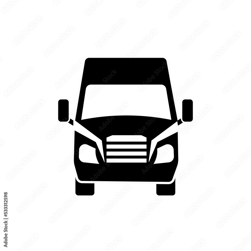 Van front view icon vector on white background, van front view trendy filled icons from Transport collection, van front view vector illustration