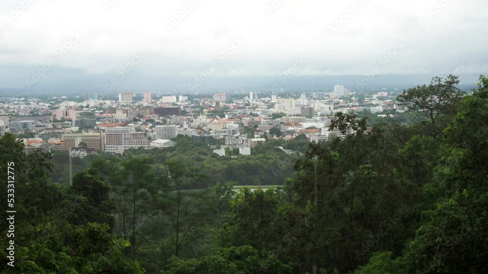 fog and rain in forest and city chiangmai Thailand fog and rain in forest and city chiangmai Thailand