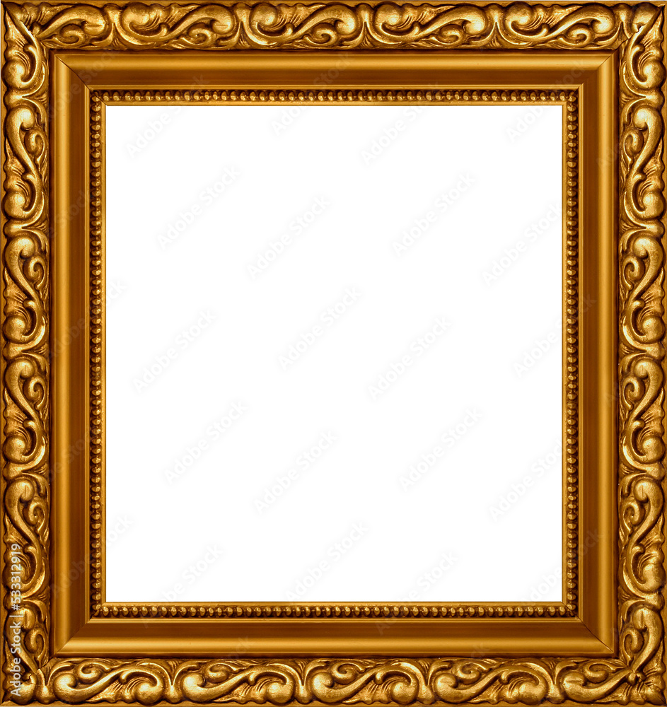 Gold plated empty decorative ornament frame isolated Gold plated empty decorative ornament frame isolated