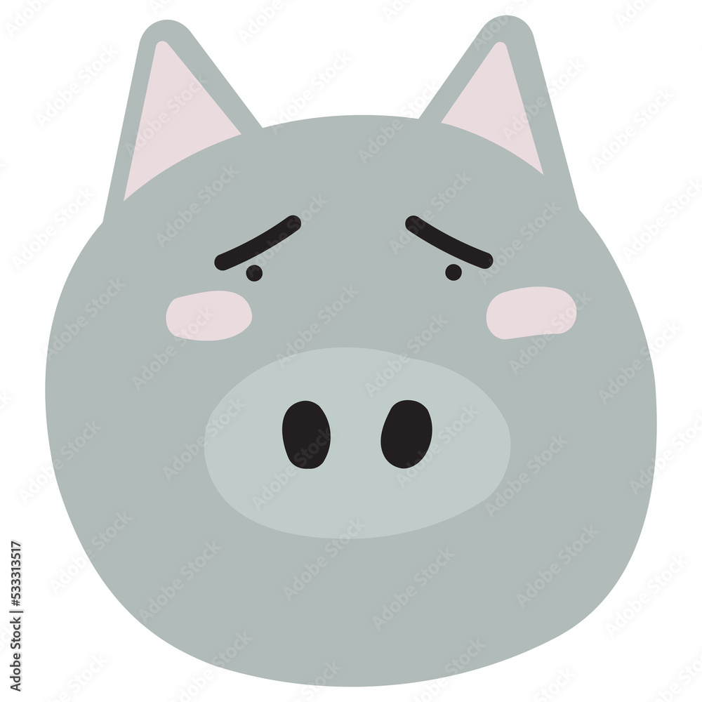 Pig Face Mood. A present of Face Sad. Cute Wildlife Animal Character Vector Illustration. Pig Face Mood. A present of Face Sad. Cute Wildlife Animal Character Vector Illustration.