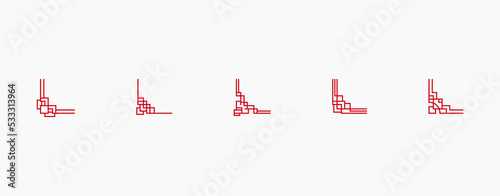 Red Chinese corner set for frames and ornament vector
