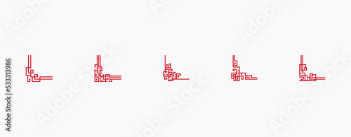 Red asian corner set for chinese traditional ornament. Chinese frame corner set
