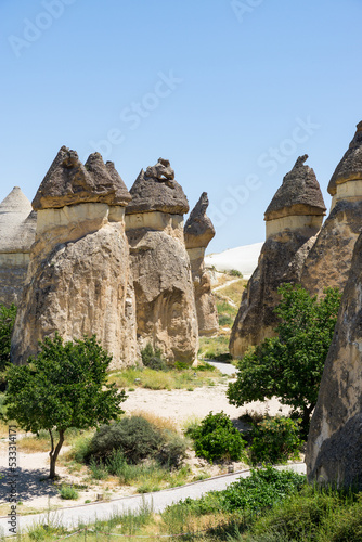 Geological formations in Imagination valley in Cappadocia, Turkey