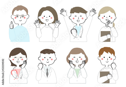 医療従事者のアイコン 喜ぶ　嬉しい　幸せ