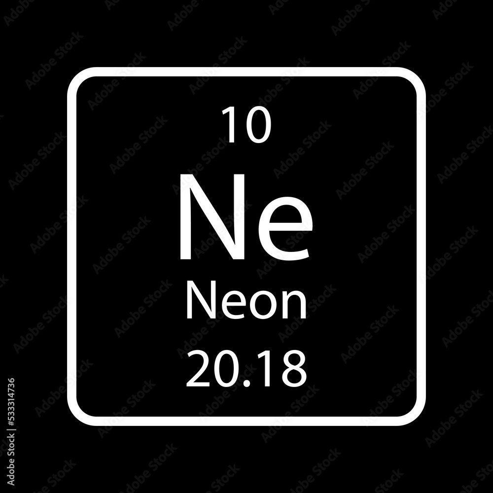 Neon symbol. Chemical element of the periodic table. Vector illustration. Neon symbol. Chemical element of the periodic table. Vector illustration.