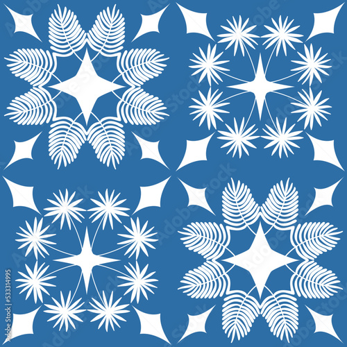 Azulejo blue seamless pattern, traditional spanish pattern for interior decoration and fabric dyeing