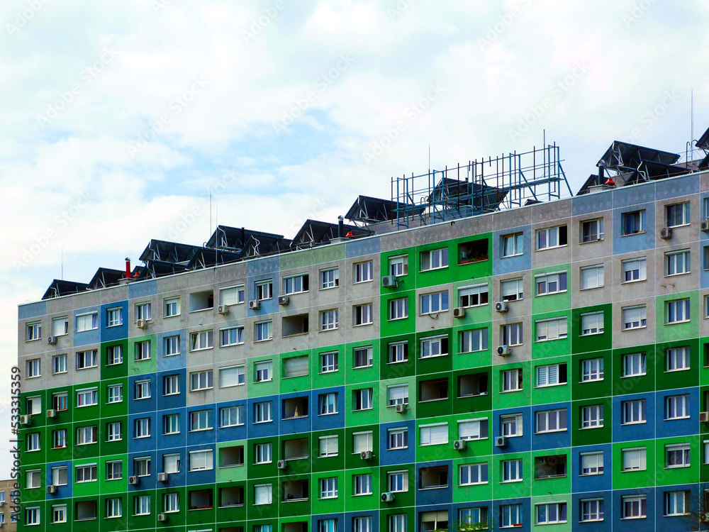 Curated visual reference: Gallery Detail: Green And Blue Exterior Elevation Of Insulated Concrete Panel