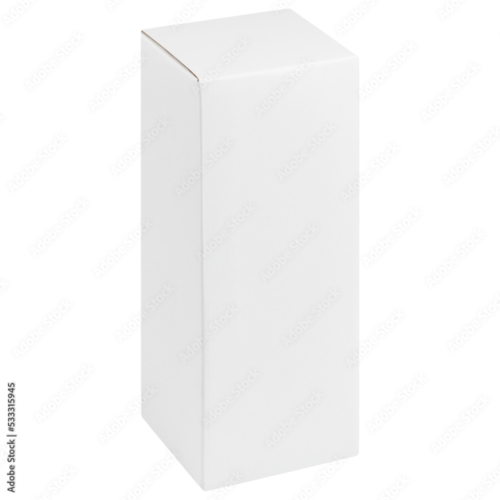 white rectangle cardboard box  isolated on white background. Can be use for food, medicine, cosmetic and etc. Ready for your design.