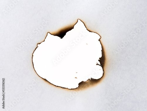 Canvastavla Burned hole on a white paper