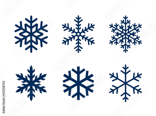 Blue set of snowflakes. Christmas symbols.