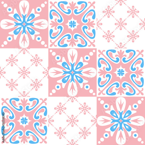 Traditional mediterranean ceramic porcelain tile, roque blue pattern for decoration, azulejo talavera spanish style