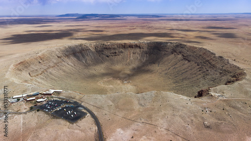 Photo Flying above meteor crater