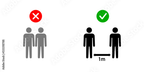 Social Distancing Keep Your Distance 1 m or 1 Metre Infographic Icon. Vector Image