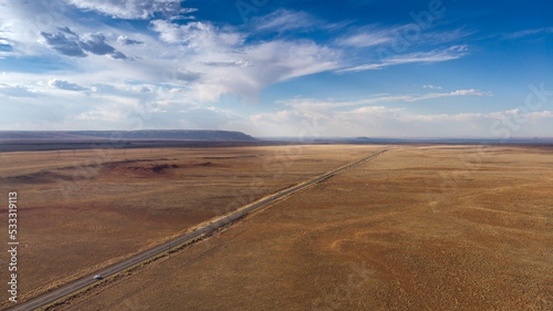 Flying above meteor crater road photo