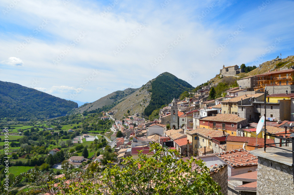 Panoramic view of the village of Letino in the province of Caserta, Italy.