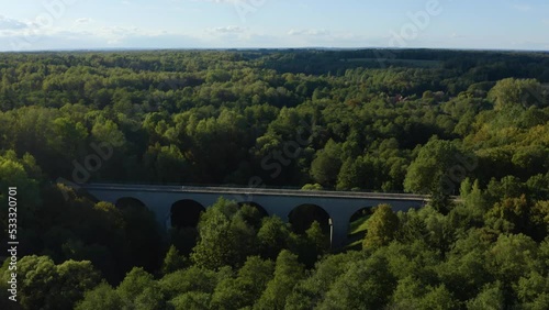 Aerial: the old Prussian viaduct in Rominta forest photo