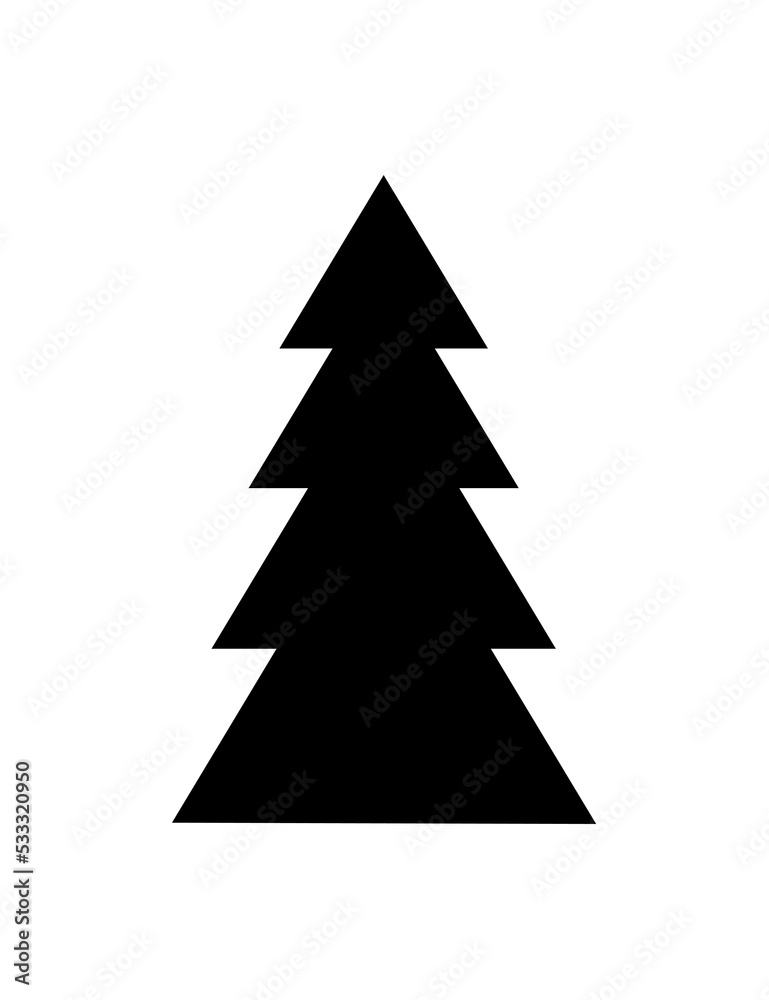 Black flat Christmas tree decoration, simple flat decorative illustration. PNG with transparent background Black flat Christmas tree decoration, simple flat decorative illustration. PNG with transparent background