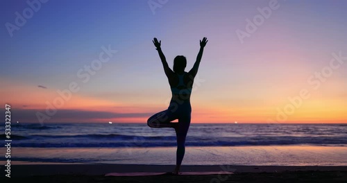 Wallpaper Mural woman practice yoga on beach Torontodigital.ca