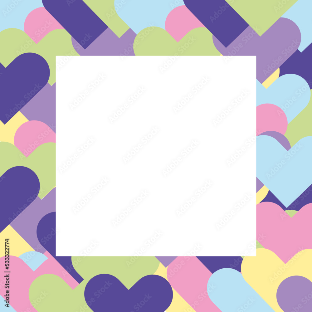 pattern of colorful hearts template for banner place for text