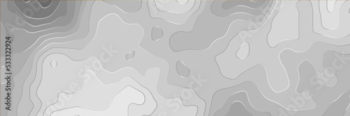 Black and white wave abstract topographic map contour, lines Pattern background. Topographic map and landscape terrain texture grid. Wavy banner and color geometric form.