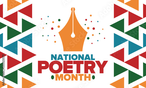 National Poetry Month in April. Poster with handwritten lettering. Poetry Festival in the United States and Canada. Literary events and celebration. Greeting card, invitation, banner or background