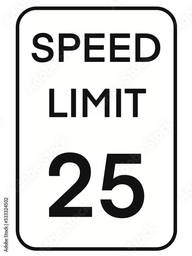 Transparent Road Sign Speed Limit 25