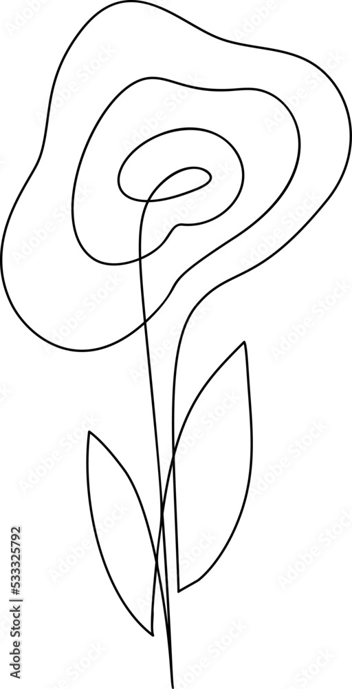Flower rose vector one line art logo. Minimalist contour drawing ...