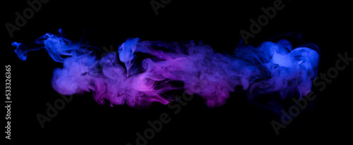 Tablou canvas Swirling neon blue and purple multicolored smoke puff cloud design element isola