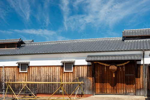 Building of old traditional Japanese-sake brewery in Fushimi, Kyoto, Japan
