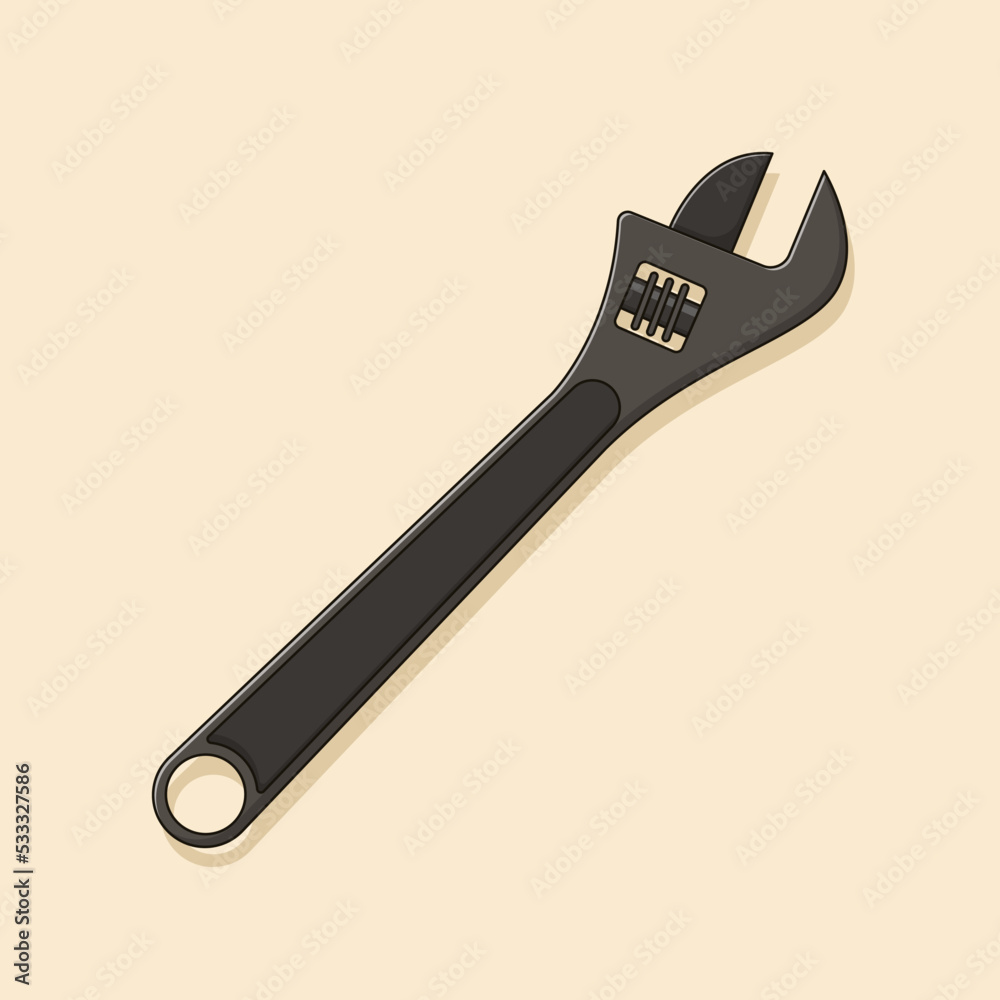 Obraz premium Wrench Vector Icon Illustration. Spanner Vector. Flat Cartoon Style Suitable for Web Landing Page, Banner, Flyer, Sticker, Wallpaper, Background