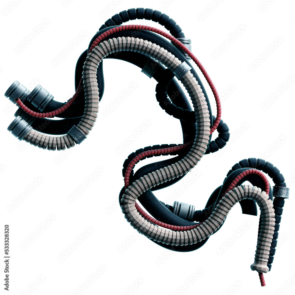 Obraz premium SciFi Cable Wire Illustration with Transparent Background PNG 