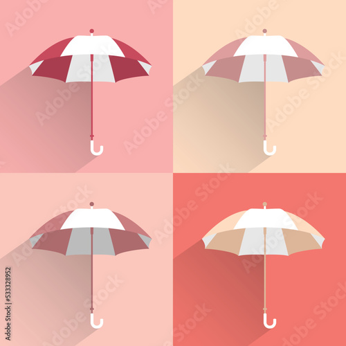 Umbrella pattern. Simply flat decorative style. Pink, rose color.