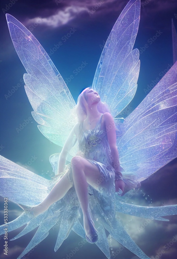 Φωτογραφία Beautiful fairy, small fair with transclucent wings, tinker bell inspiration, tooth fairy style, neverland fairy
