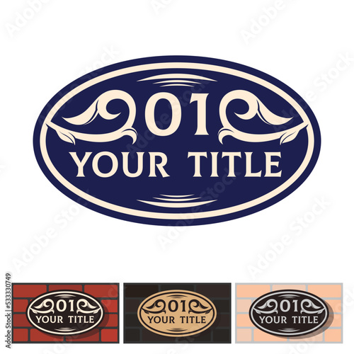 Addressable figured plate with a street number for residential and non-residential premises, houses, shops, cafes. Different colors pattern, isolated vector illustration