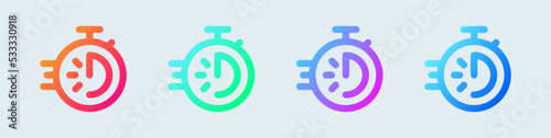 Stopwatch line icon in gradient colors. Speed timer signs vector illustration.
