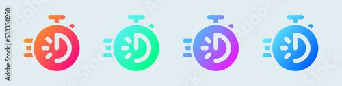 Stopwatch solid icon in gradient colors. Speed timer signs vector illustration.